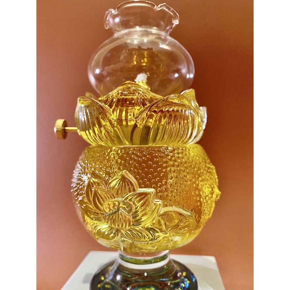 Đèn Dầu Lưu Ly Sen Tròn – MS 169