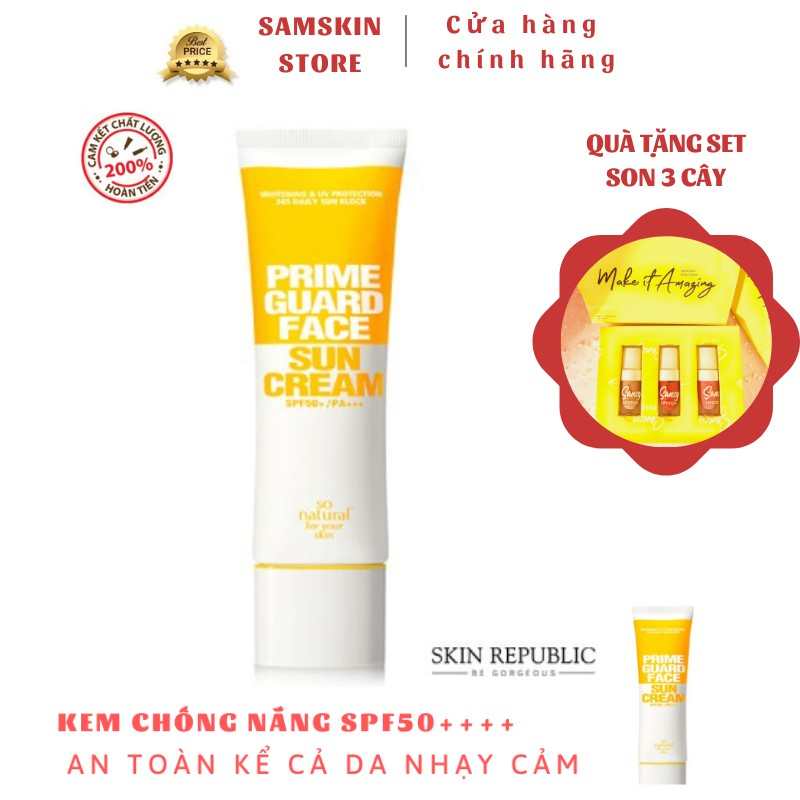 Kem Chống Nắng Kiềm Dầu Giữ Ẩm Dưỡng Trắng Da Và Che Khuyết Điểm Prime Guard Face Sun Cream SPF50+/PA  Nhập Hàn Quốc