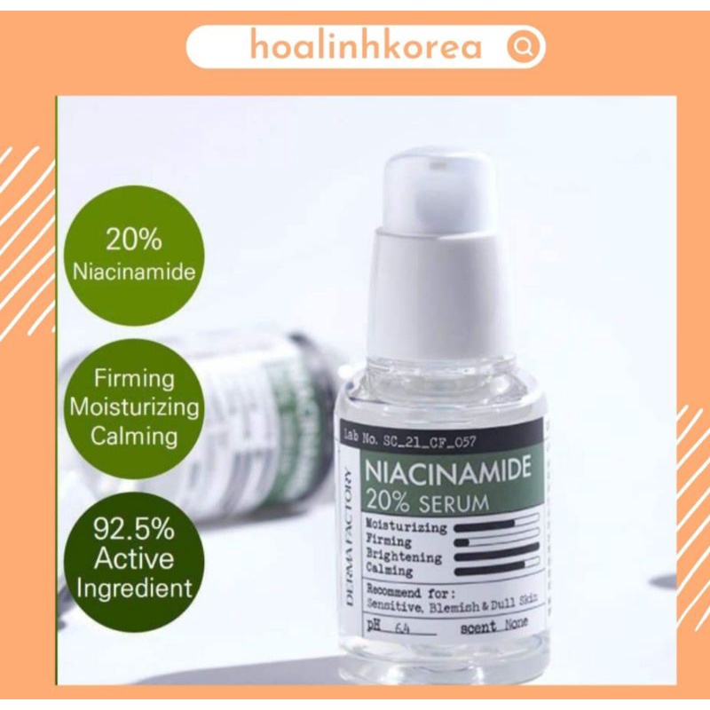 (Đủ bill)30ml Tinh chất Niacinamide derma factory
