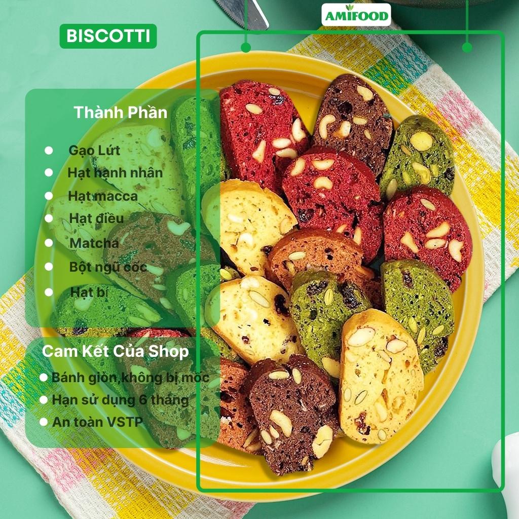 Bánh Biscotti Ăn Kiêng Nguyên Cám Amifood, Bánh Ngũ Cốc Giảm Cân - 500Gram