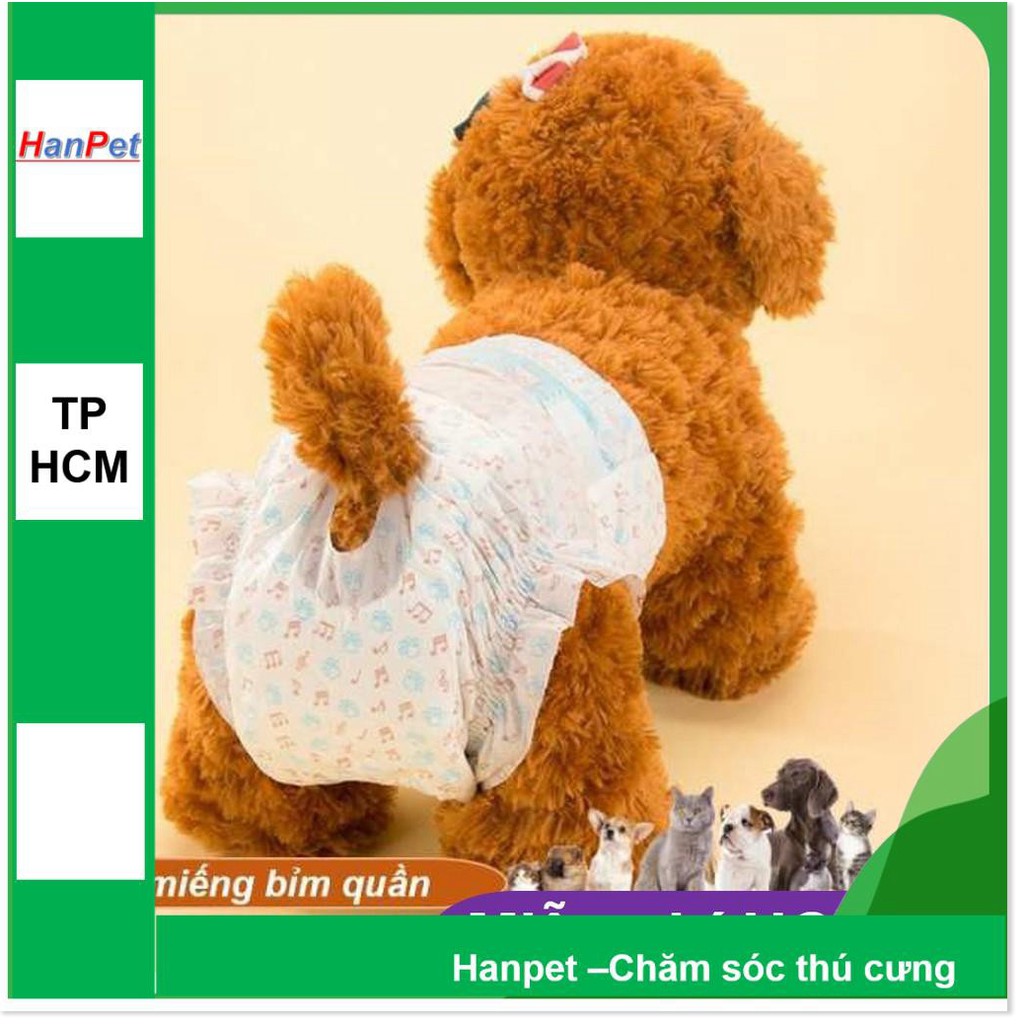 Hanpet.GV- Combo 10 miếng bỉm quần dạng dán chó mèo cao cấp (kiểu bỉm quần) loại siêu thấm ĐỦ SIZE