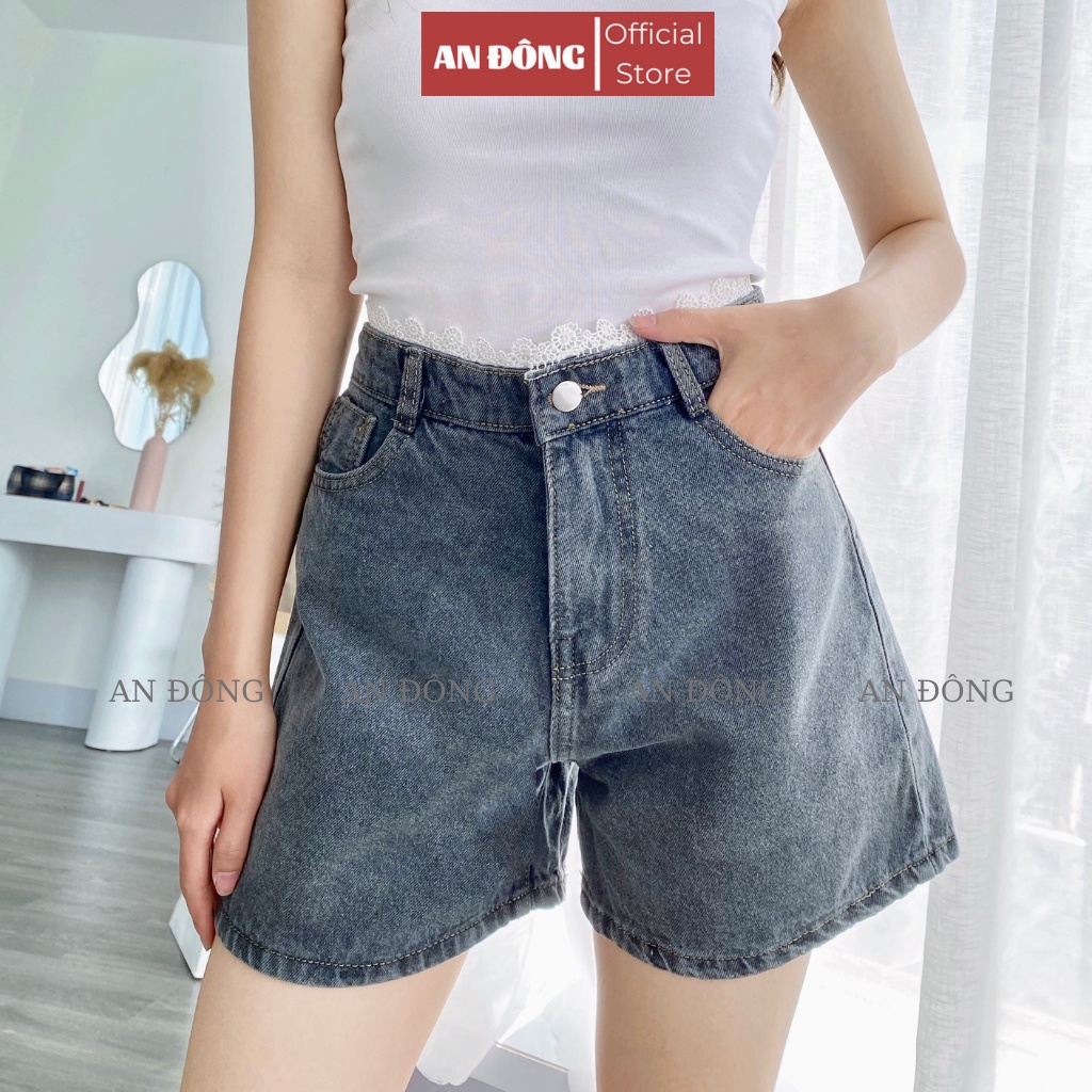 Quần Đùi Jean, Short Ngố Jean Ống Rộng Lưng Cao Phối Ren (REN)