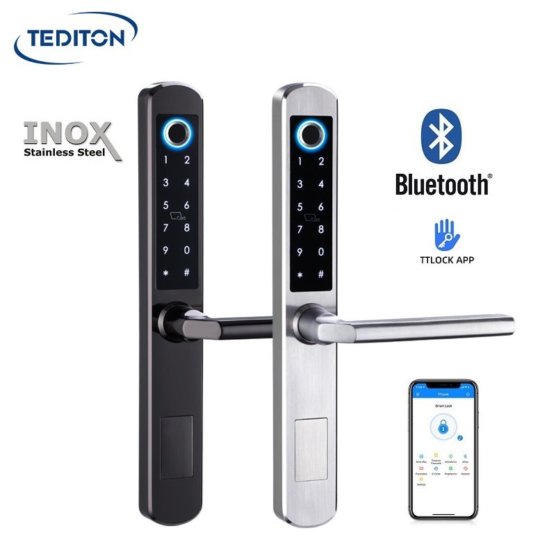 Khoá cửa vân tay INOX cao cấp dùng App TTLOCK chuyên cho cửa nhôm kính