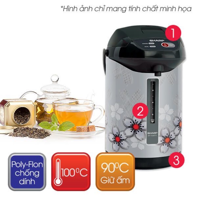 [Mã 154ELSALE2 giảm 7% đơn 300K] BÌNH THUỶ ĐIỆN SHARP THÁI LAN DUNG TÍCH 3,3L BẢO HÀNH 12 THÁNG