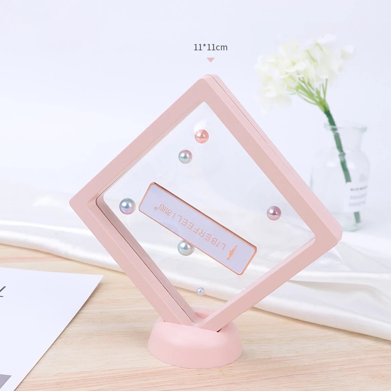 [PE Film Color Brooch Coin Gems Jewelry Storage Box With Base ][Dustproof Suspended Floating Ring Earrings Storage][  Anti-oxidation Portable Ring Pendant Holder][Transparent Display Rack ]