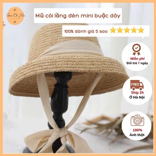 Mũ cói lồng đèn mini cói raffia buộc dây Tiệm Cô Hìn kiểu dáng thanh lịch phù hợp đi biển, chụp ảnh ship trong 1h