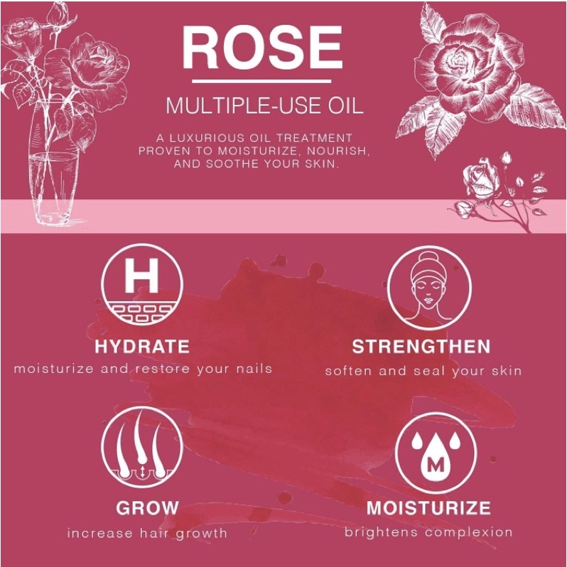 Tinh dầu hữu cơ dưỡng da tóc móng cánh hoa hồng tươi Provence Beauty 120ml USA