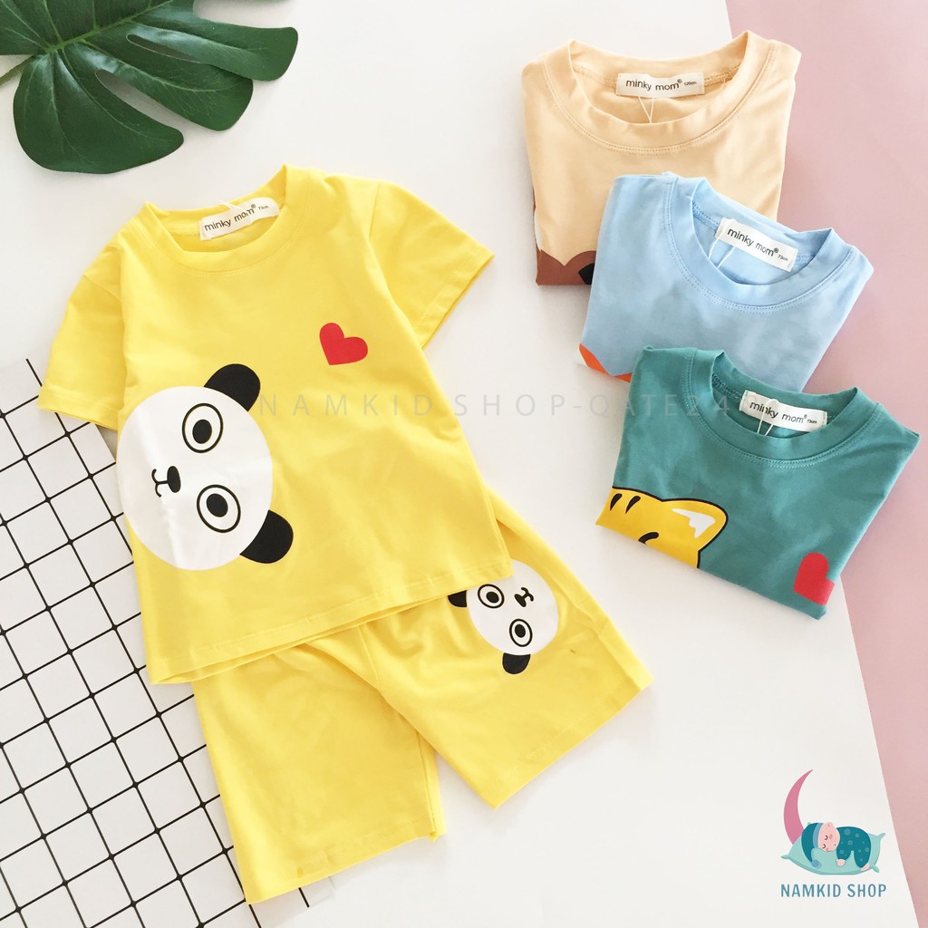 Bộ Cộc Minky Mom Hình Cotton 100% Họa Tiết Hươu Mèo Cáo Cực Xinh Cho Bé, Đồ Bộ Mùa Hè (Namkidshop) QATE248