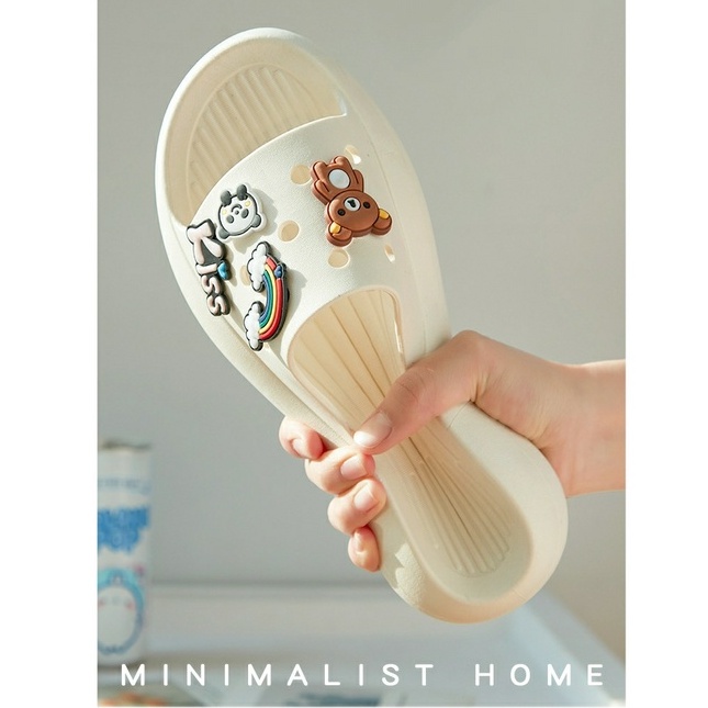 Dép nữ quai ngang đính gấu KiSS Cute chất liệu cao su xốp siêu êm DP17