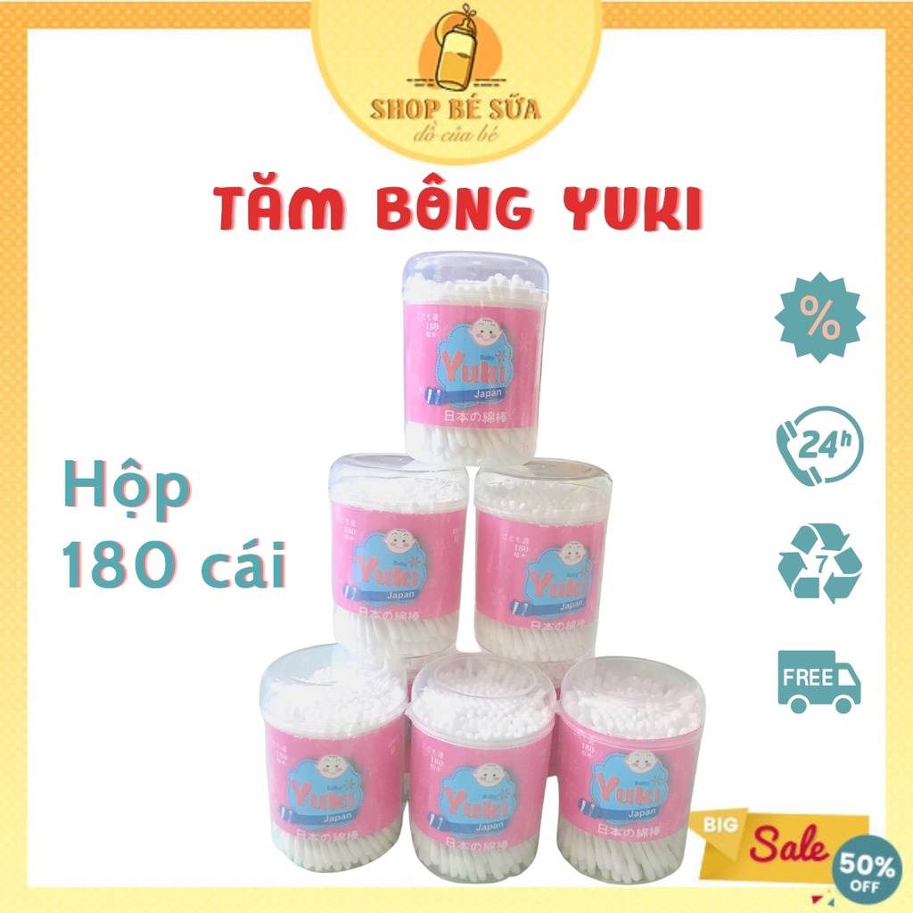 Bông Ngoáy Tai Cho Bé ❤FREESHIP❤ tăm bông Yuki mềm mại hộp 180 chiếc