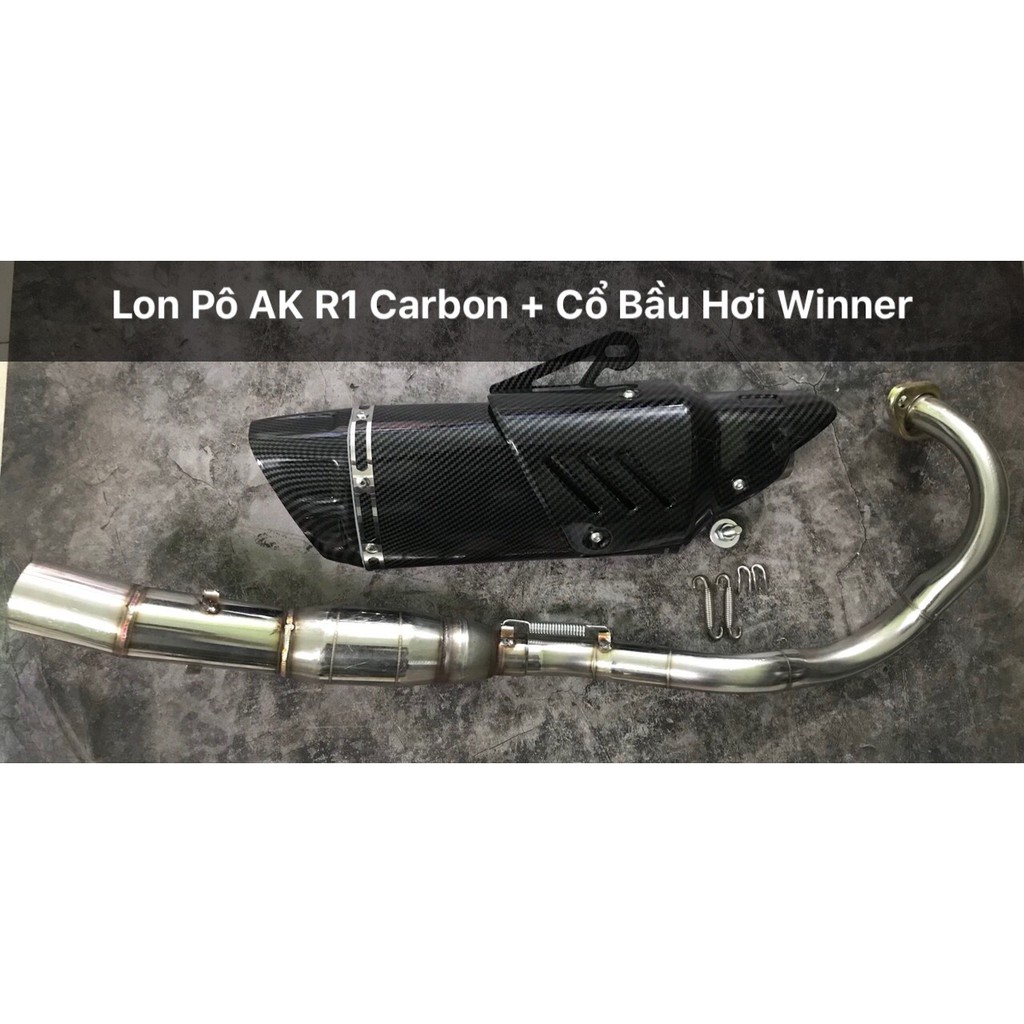 Pô Akrapovic R1 Carbon Cao Cấp Full Cổ bầu hơi các Dòng Xe Máy Exciter , winner, r15 v3