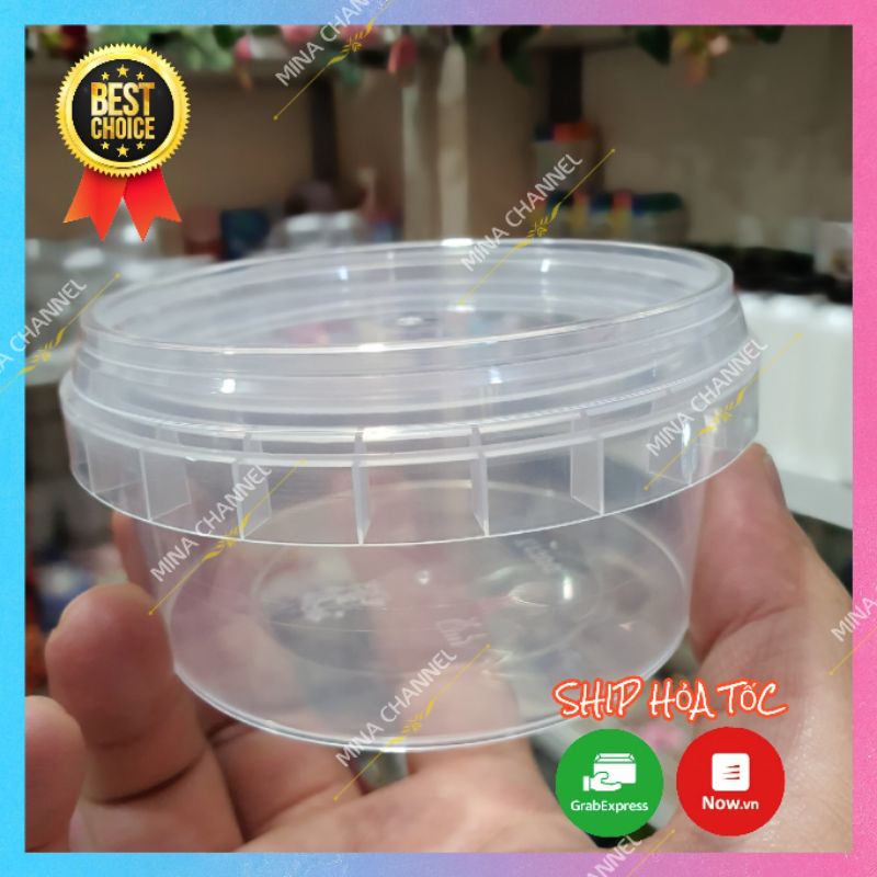 Hủ Đựng Slime Siêu Đẹp 210ml trong suốt, chất liệu cao cấp có nắp chống tràn, có màng niêm phong