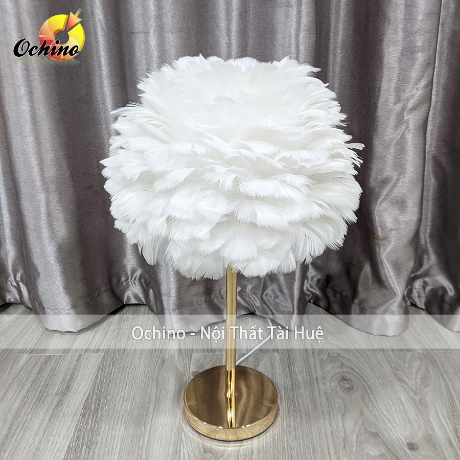 Đèn Lông Vũ, Đèn Ngủ Lông Vũ Hình Đám Mây Chân Mạ Vàng Sang Chảnh Size 30 Cm ( Hình Thật Và Video)