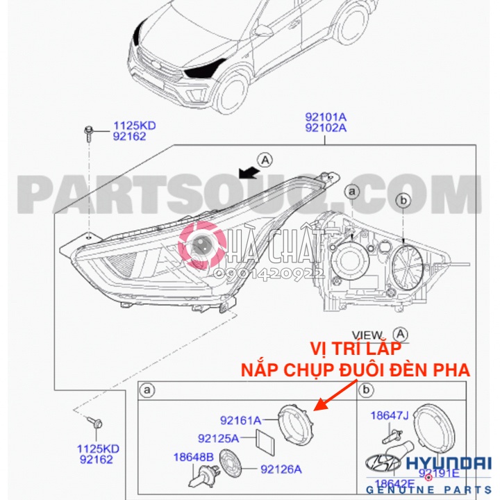 Nắp chụp đuôi đèn pha Morning i10 Rio Tucson … 🚘 chính hãng nhập khẩu Hàn Quốc