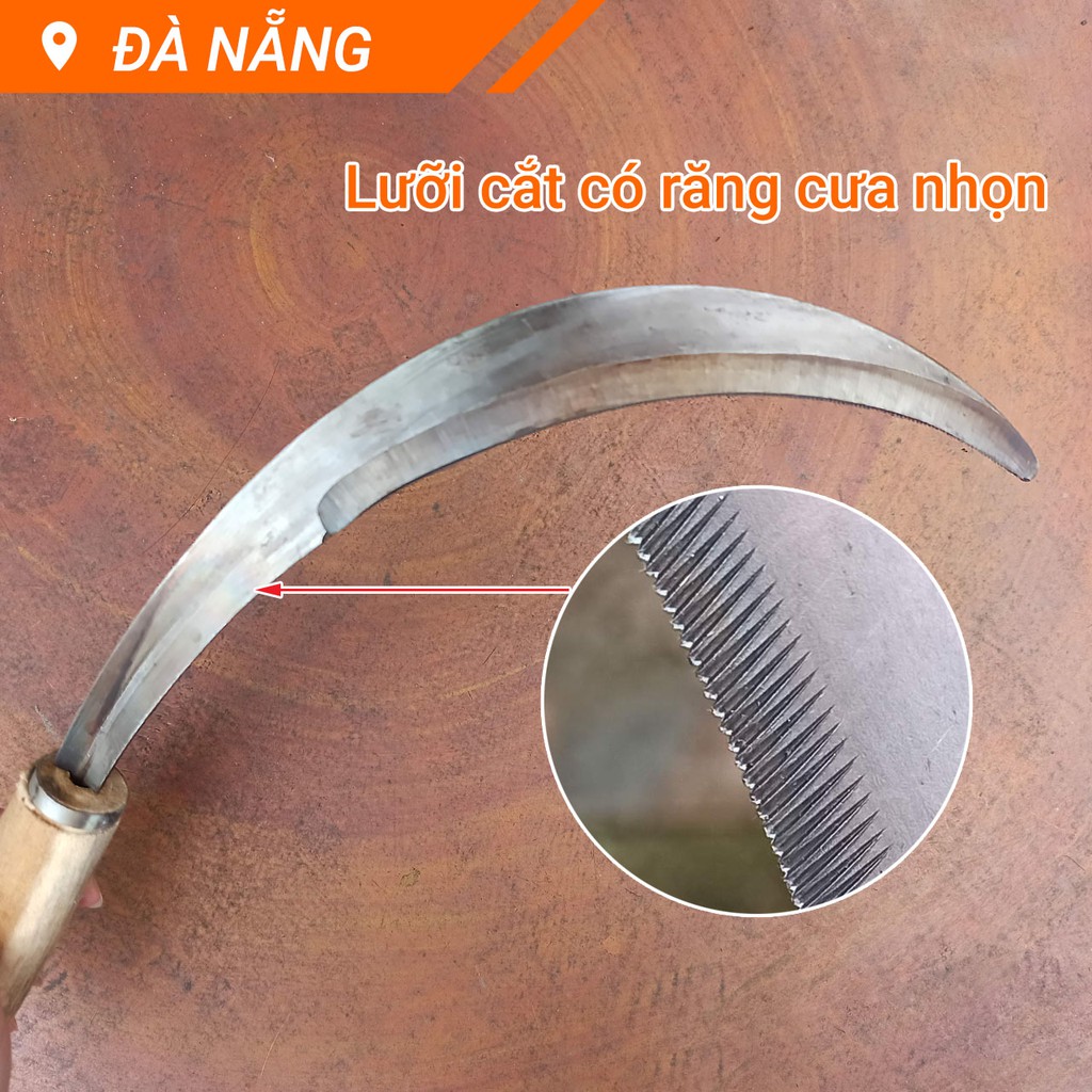 Liềm 8 thép 350mm cán gỗ cắt lúa cắt cỏ