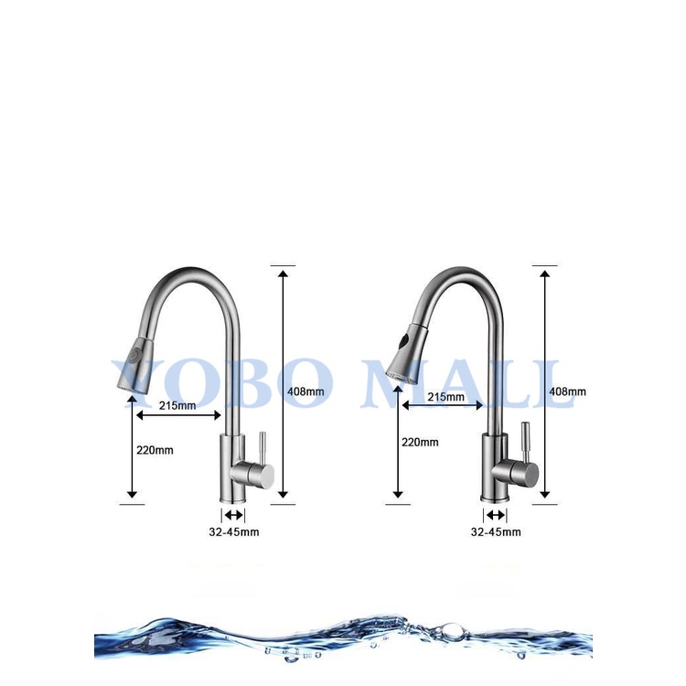 [ NEW ! TẶNG CẶP DÂY NÓNG LẠNH ] Vòi rửa chén bát Nóng Lạnh đa năng dây rút inox 304 - YOBOMALL