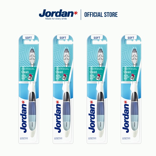 Combo 4 Bàn chải đánh răng Jordan Individual Clean, Lông mềm đan chéo