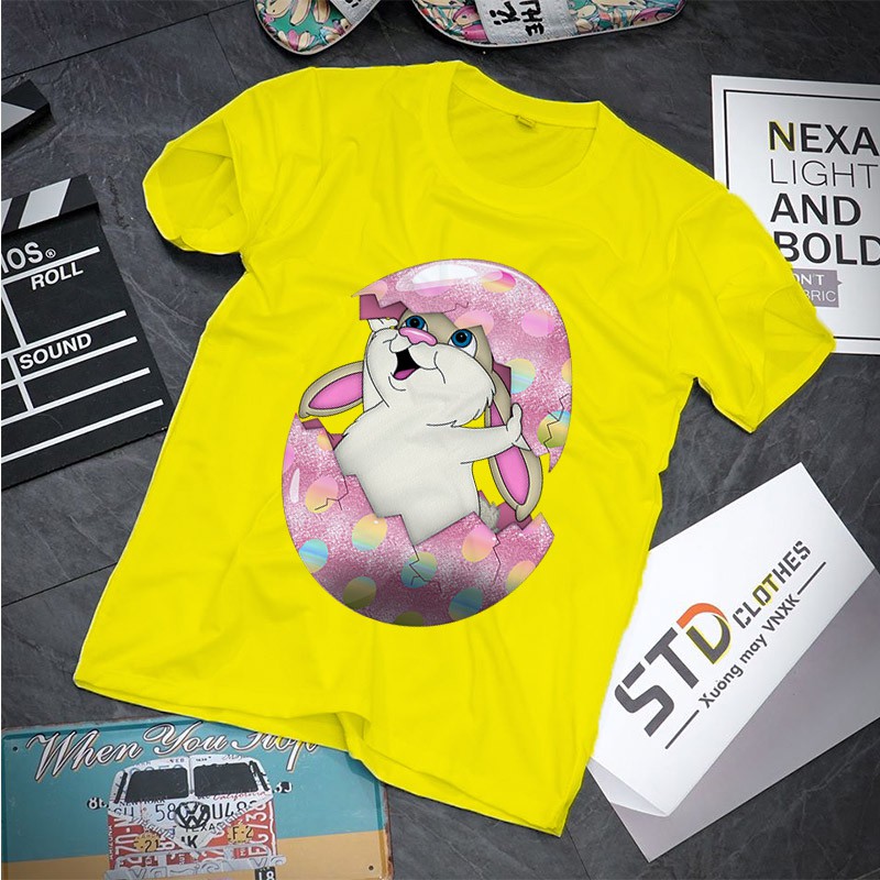 Áo thun Unisex Nam Nữ Trẻ Em rabbit cartoon trong trứng