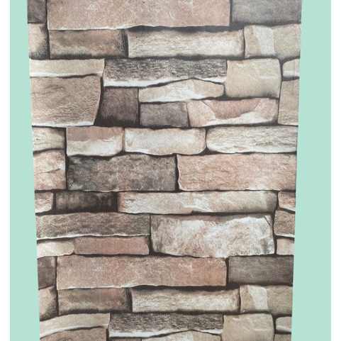 Decal giấy dán tường đá 3D viên khổ 45cm keo sẵn giá 1 mét dài