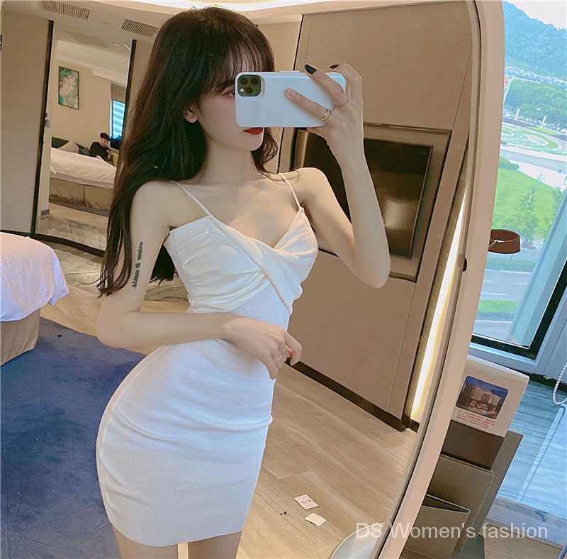 Summer Dress  Sexy Slim Fit Slimming  Bottoming Skirt  High-Waist Skirt  Ruffle  Temperament Sheath Dress