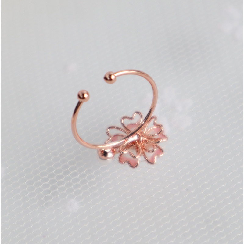 [Hàng Mới Về] Nhẫn Hở Đuôi Hình Hoa Anh Đào Tráng Men Ba Chiều Đính Hạt Ngọc Trai Thời Trang Mùa Hè Cho Nữ