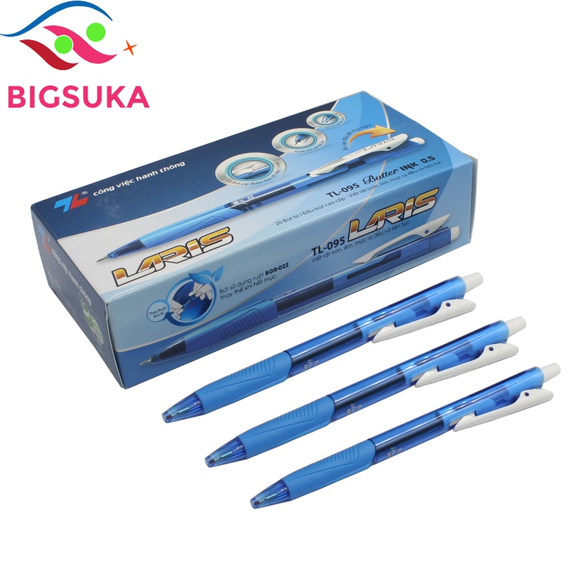Bút bi Thiên Long xanh 095, Thiết kế đẹp đầu bút 0.5mm BIGSUKA