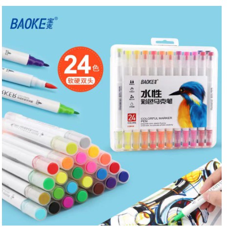 Bút Marker - Hộp bút lông màu hai đầu- Baoke D289 24 màu