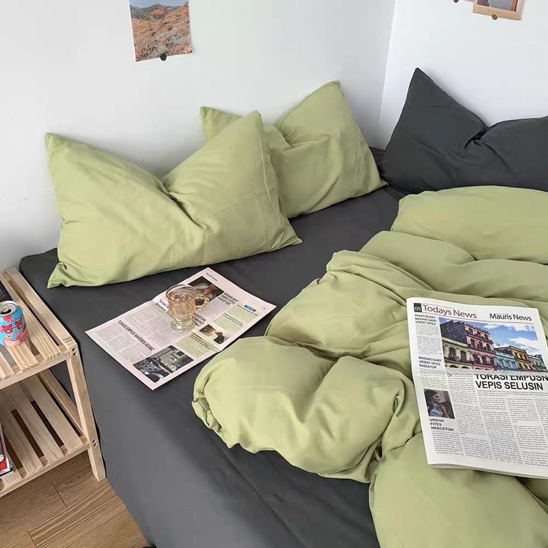 Bộ chăn ga cotton tc notag, sét chăn gối drap giường TC 4 món