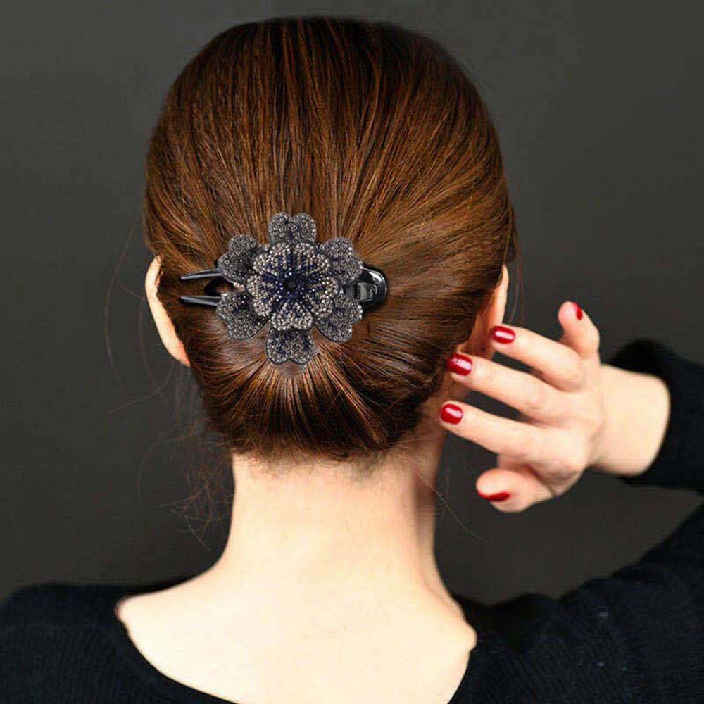 AROMA Kẹp Tóc Càng Cua Đính Hoa Nhựa Phong Cách Hàn Quốc Ngọt Ngào Cho Nữ