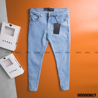 [HẾN STORE MENSWEAR] Quần jean HB in lai 210328 màu xanh pha trơn, vải denim mềm mịn - 00000617