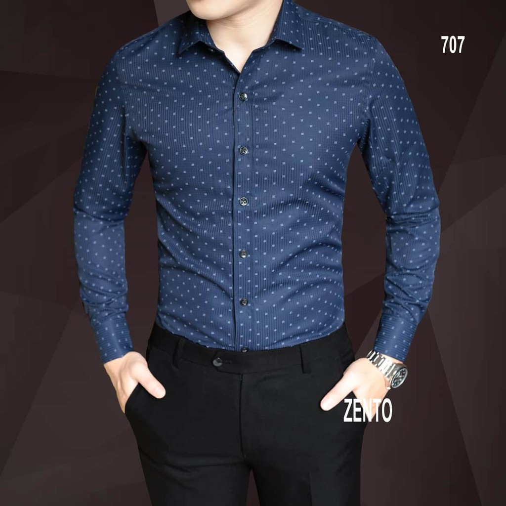 Áo sơ mi nam dài tay cao cấp Họa tiết chấm bi , chất cotton phong cách lịch lãm công sở(SMK)