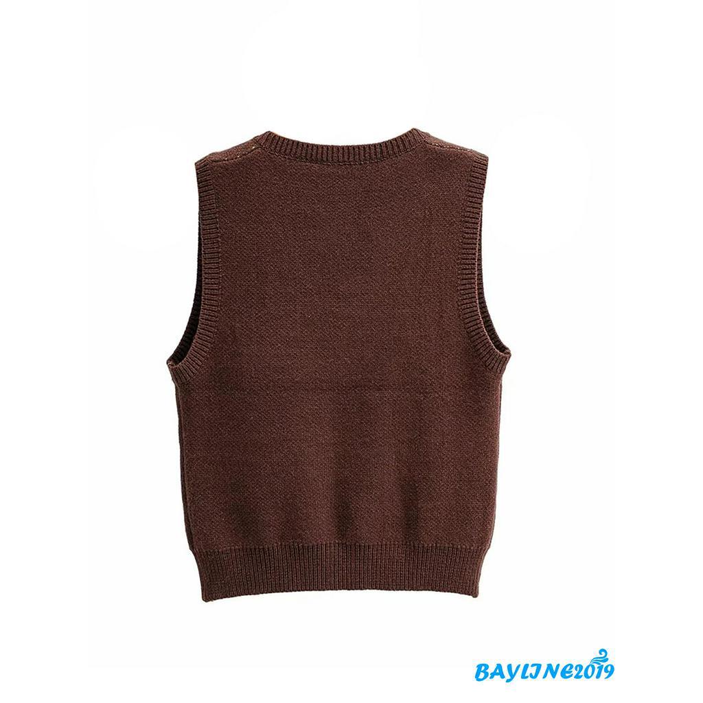 Áo len không tay in hình viên kim cương thời trang cho nữ