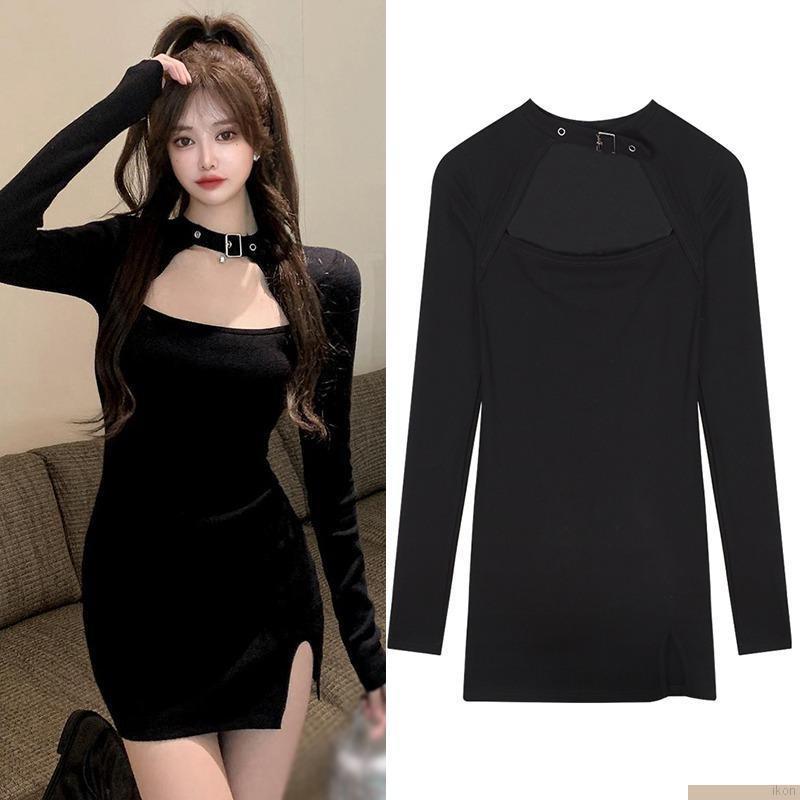 Váy body cổ vuông khoét hông quyến rũ