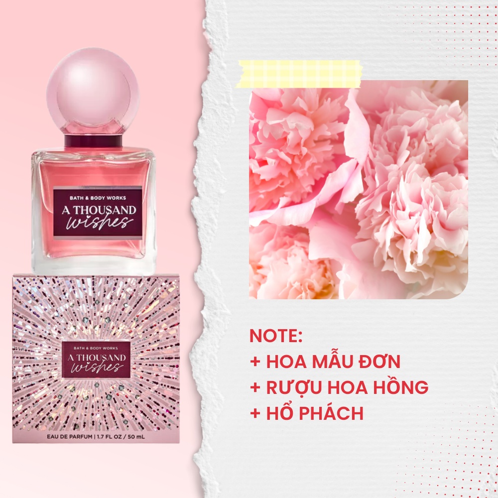 Nước Hoa Bath & Body Eau De Parfum A Thousand Wishes Chai 50ml Hương Hoa Mẫu Đơn Ngọt Ngào