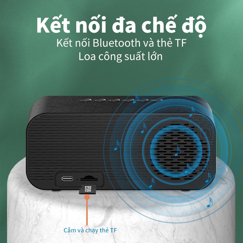 Loa Bluetooth loa mini đồng hồ điện tử để bàn mặt tráng gương âm thanh cực chất hỗ trợ thẻ TF báo thức-SUNHAI B126