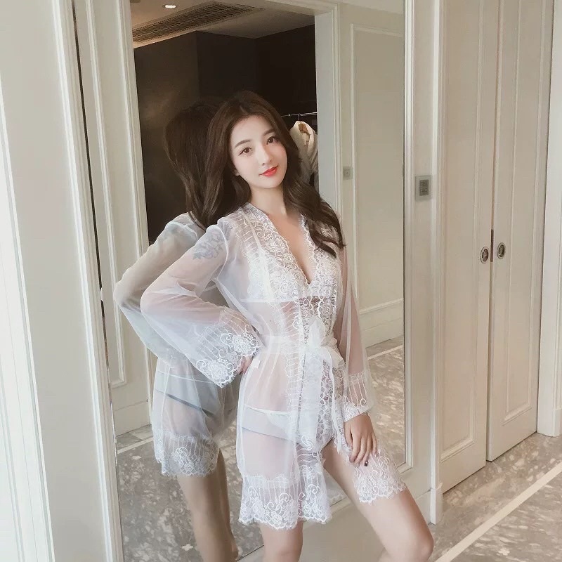 Áo Choàng Xuyên Thấu + Bộ Đồ Lót Quyến Rũ  Ngọt Ngào 1061 Sexy 💫💫💫