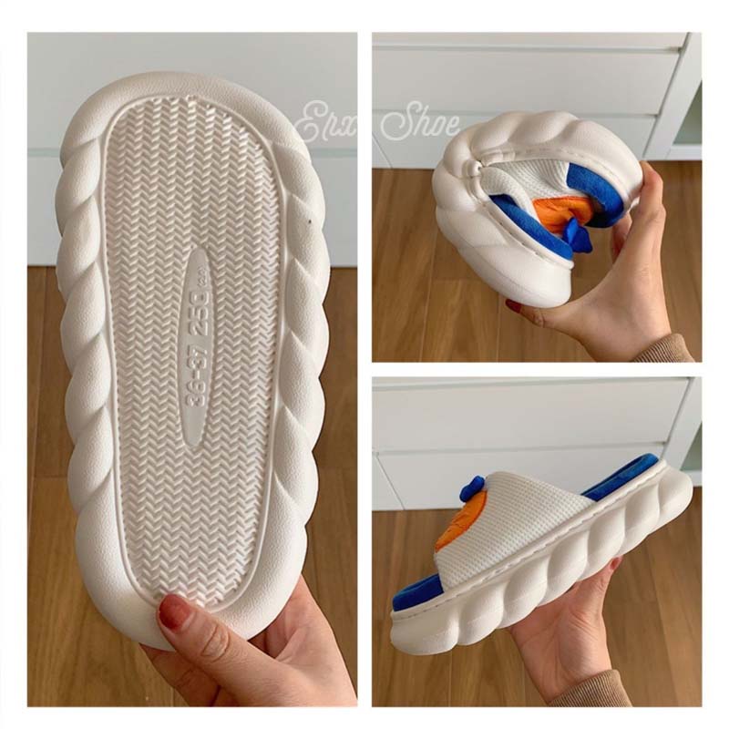 Oeteo Dép Cotton Lanh Đi Trong Nhà Đế Dày Màu Cam Cho Nữ
