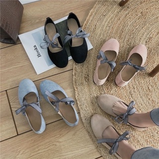 Giày bệt nữ nhẹ nhàng phong cach cổ tích giày bale thắt nơ xinh
