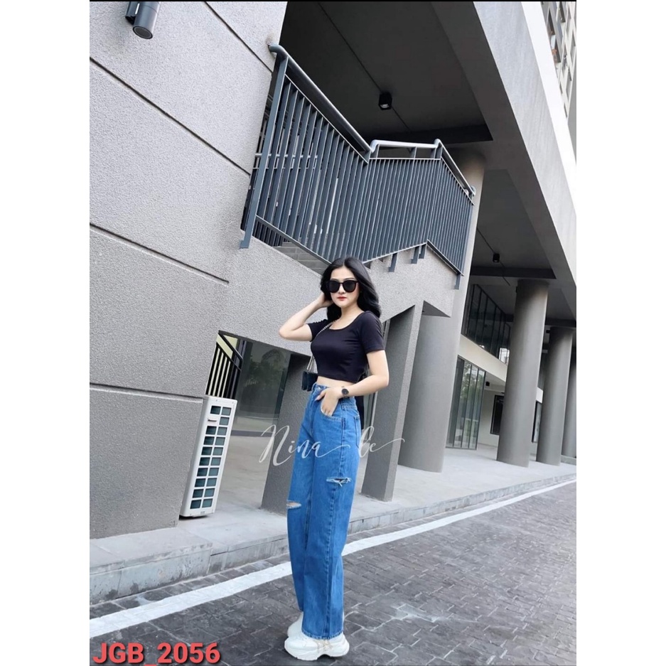 Baggy xanh đậm rách Dành Cho Nữ MinaFashion 2056