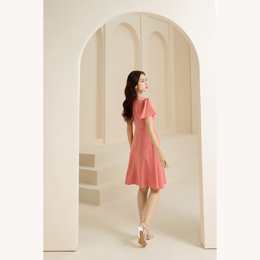 Đầm xòe 2 lớp thiết kế thời trang Eden cổ tròn tay loe dây kéo sau lưng - D472