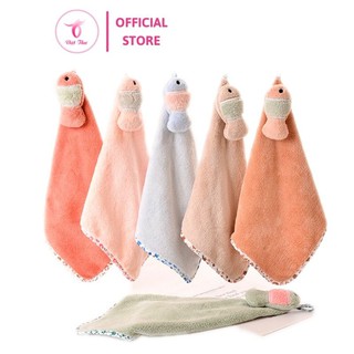 Khăn Lau Tay Siêu Mềm, Siêu Thấm Hút Lông Cừu Cao Cấp, Họa Tiết Hình Cá Dễ Thương _ Việt Thư
