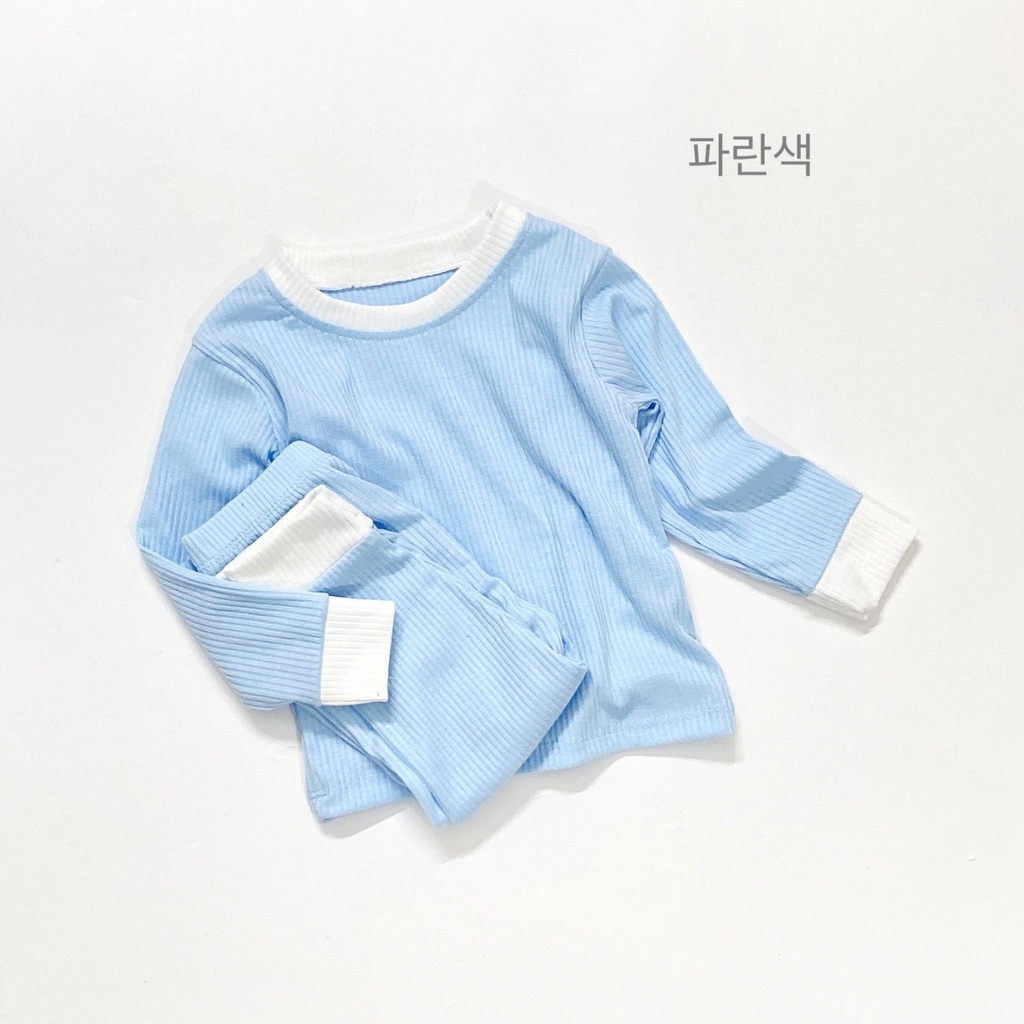 [Sale sốc] Quần áo trẻ em, Đồ bộ dài tay len gân Minky Mom kiểu dáng basic phối trắng cực đẹp bé trai bé gái 8-18kg