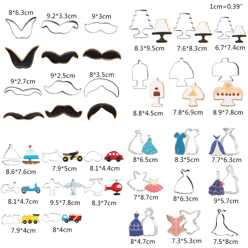 Set 4 Khuôn Cắt Bánh Quy 6 / 8 / 9 Họa Tiết Khác Nhau