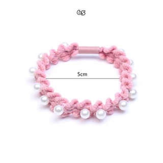 Cột tóc thun đính hạt ngọc trai - Buộc tóc châu trắng