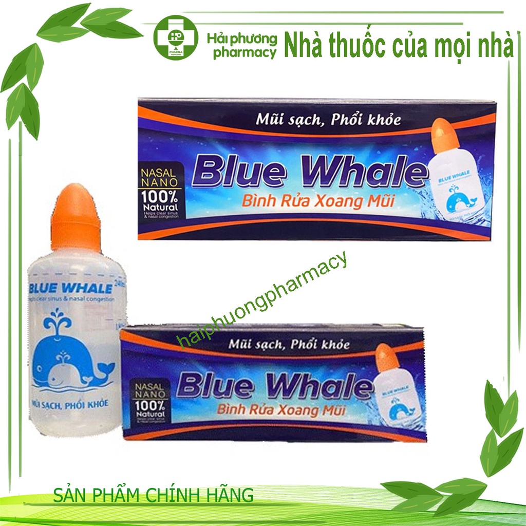 Bình Rửa Mũi Blue Whale - Mũi Sạch - Phổi Khỏe - Thể tích 240ml Dùng cho người lớn và Trẻ Em