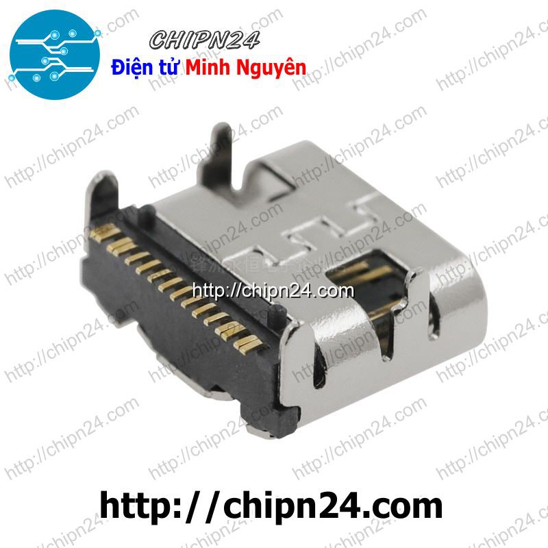 [1 CÁI] Đầu USB Type C V1 16P (USB 3.1 truyền tải HD 16P hàn board có 4 chân cố định 2 chiều)