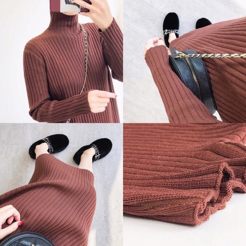 Váy len cổ tròn thời trang thu đông quảng châu 2021