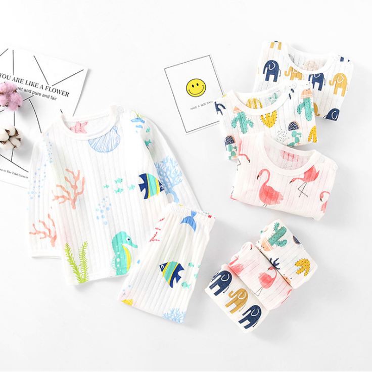 [Chỉ thanh toán với AirPay] Bộ cotton giấy dài tay cài vai cho bé trai bé gái từ 5 đến 15kg | BigBuy360 - bigbuy360.vn