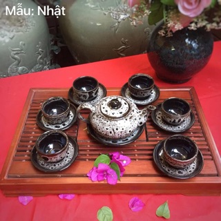 Bộ ấm chén men hỏa biến sứ Bát Tràng