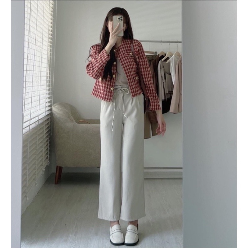 Áo khoác dạ tweed nữ vintage cúc vàng tiểu thư siêu hot - hàng có sẵn